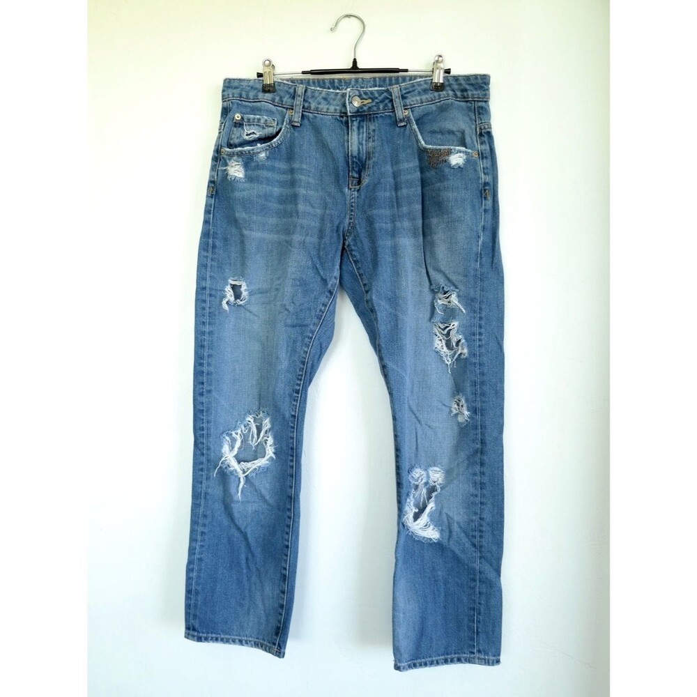 Zara Light Blue Distressed Boyfriend Jeans